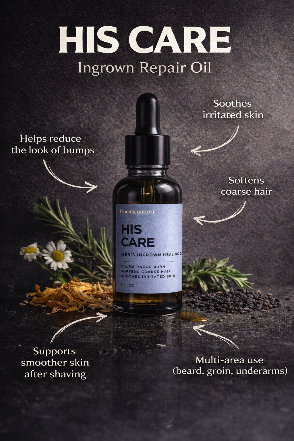 His Care: Men’s Ingrown Healing Serum – Bump Control & Skin Repair